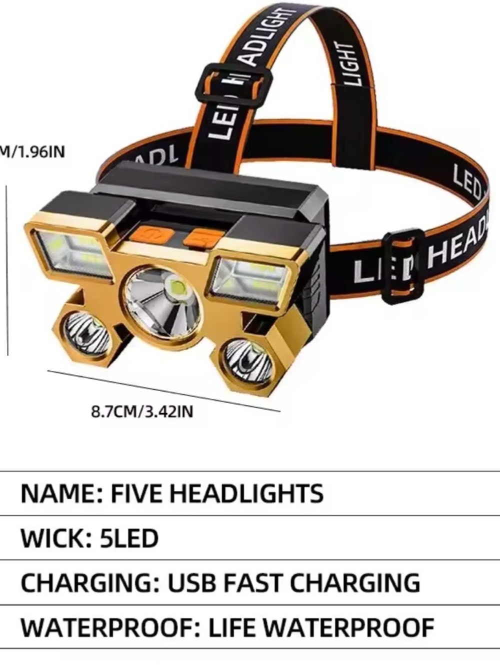 NEW Rechargeable 5-LED USB Rechargeable Headlamp Flashlight for Nitecore Camping